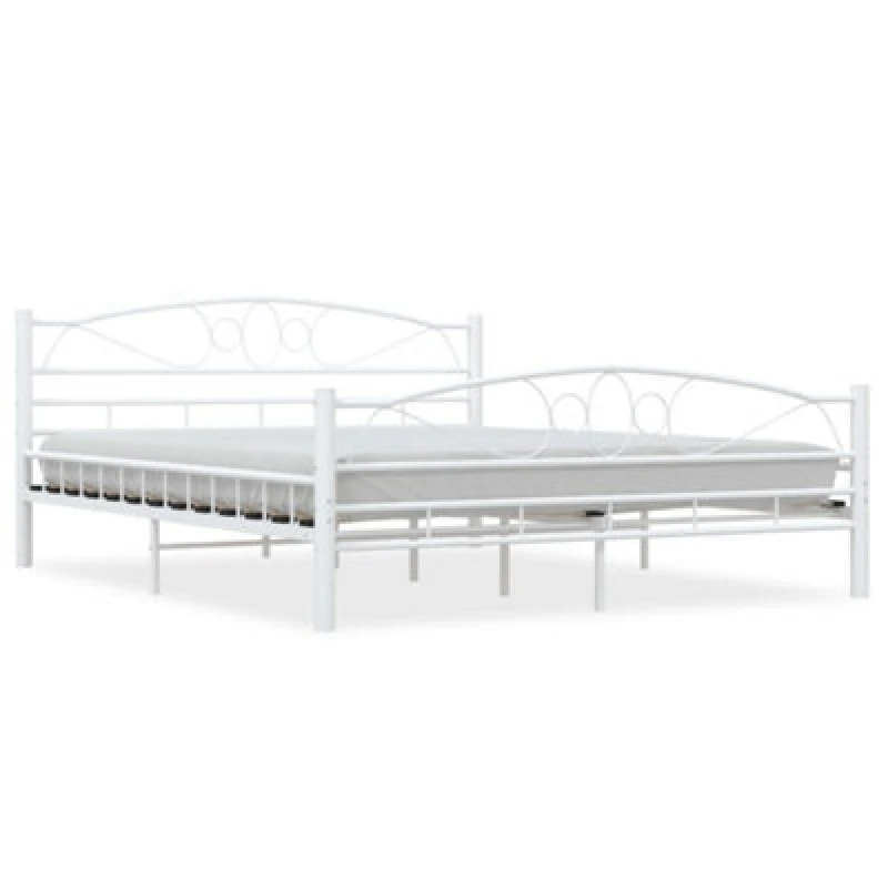 Image of Vidaxl Bed Frame With Headboard White 160X200 Cm Metal