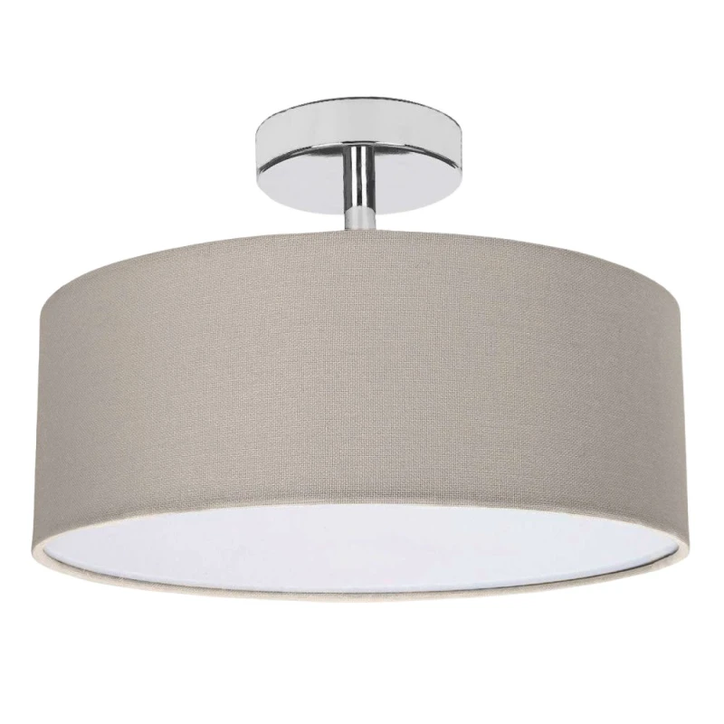 Image of Happy Homewares Contemporary Textured Linen Fabric Semi Flush Ceiling Light Fixture in Grey Grey Unisex