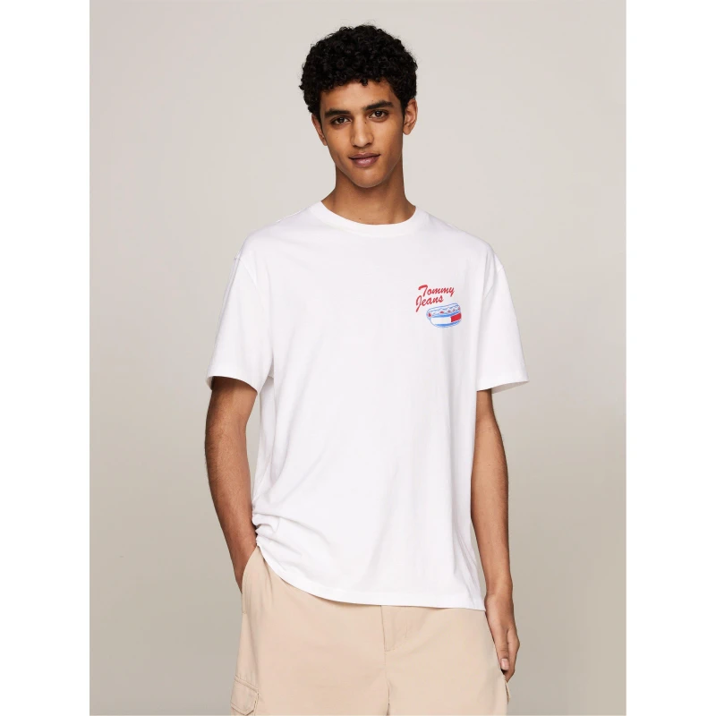 Image of Cotton Regular Fit T-Shirt with Logo Front and Back