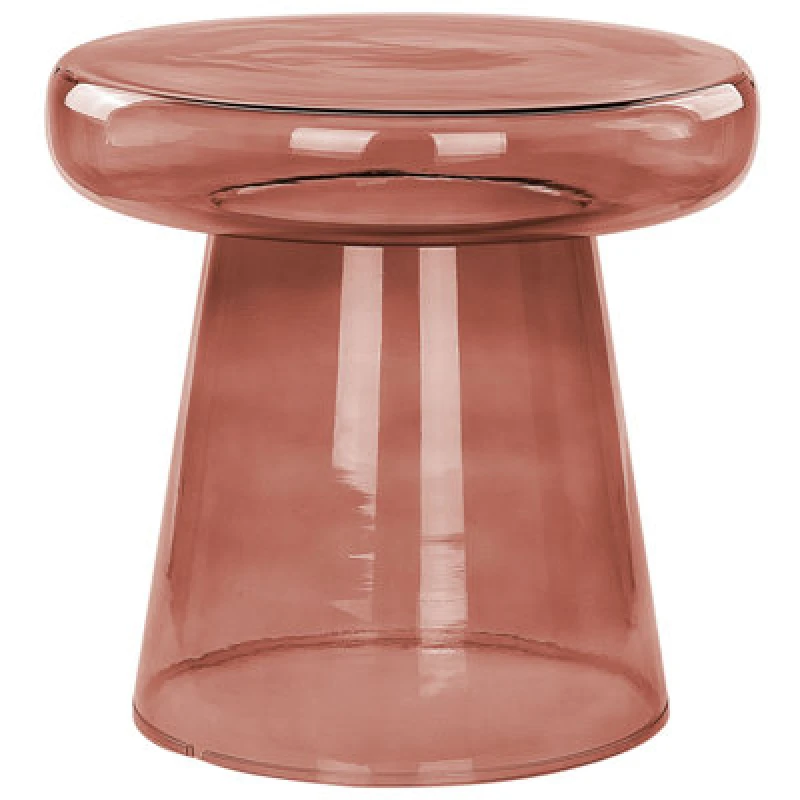 Image of Beliani Retro Side Table Caldera Glass Red