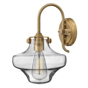 Image of 1 Light Glass Shade Wall Light Brushed Caramel, E27