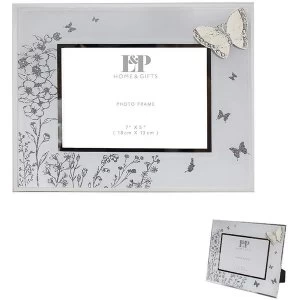 Image of Mirror White Glass Butterfly Frame 5X7 By Lesser & Pavey