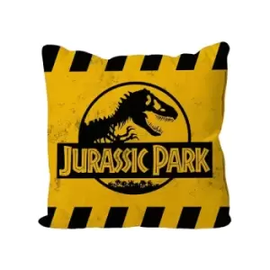 Image of Jurassic Park Cushion Caution Yellow Logo 40 x 40 cm