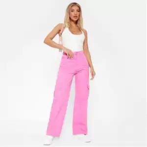 Image of I Saw It First Pocket Detail Cargo Jeans - Pink