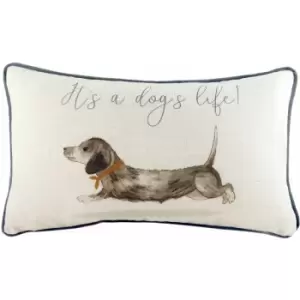 Image of Evans Lichfield - Oakwood Dog Watercolour Print Piped Edge Cushion Cover, Multi, 30 x 50 Cm