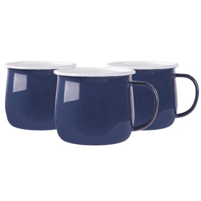 Image of Argon Tableware Coloured Enamel Belly Mugs - 375Ml - Navy - Pack Of 6