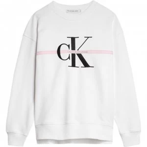 Image of Calvin Klein Calvin Mono Stripe Sweatshirt - Bright White