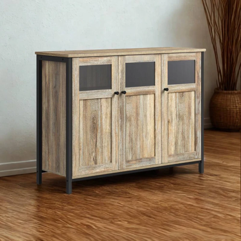 Image of Pirlo Plush Multipurpose Kitchen Sideboard Buffet Cabinet With Doors Light Brown Brown Unisex