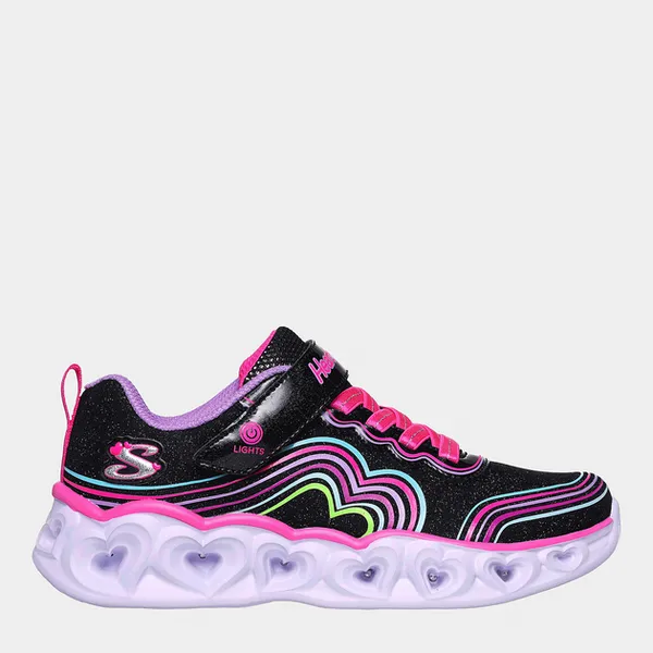 Image of Skechers Girls Heart Lights Retro Hearts Trainers UK Size 2 (EU 35) Black multi SKE2361-BKMT-2