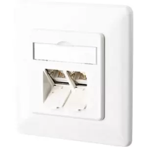 Image of Metz Connect 130C381002-I Network outlet Flush mount Insert with main panel and frame CAT 6A 2 ports Pure white