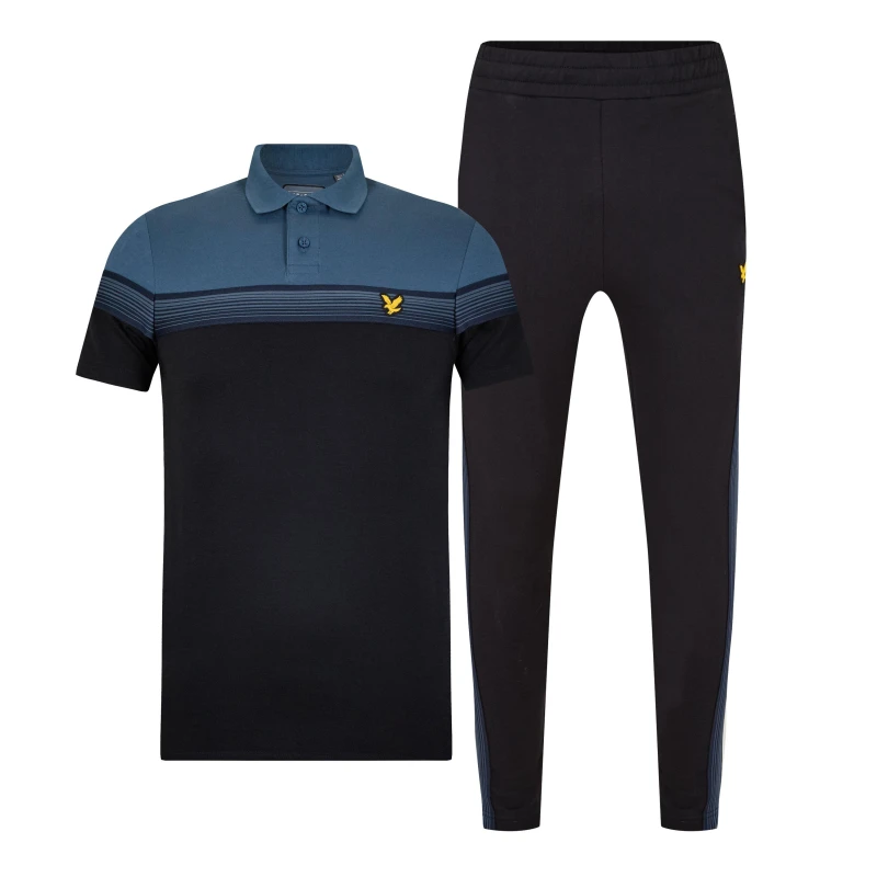 Image of Lyle and Scott Polo Shirt and Pants Set - Blue Blue XS