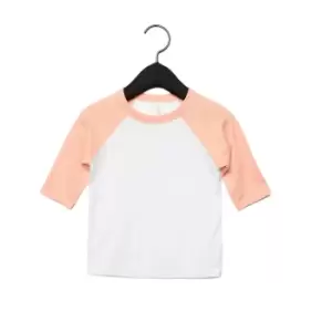 Image of Bella + Canvas Youths 3/4 Sleeve Baseball T-Shirt (M) (White/Heather Peach)