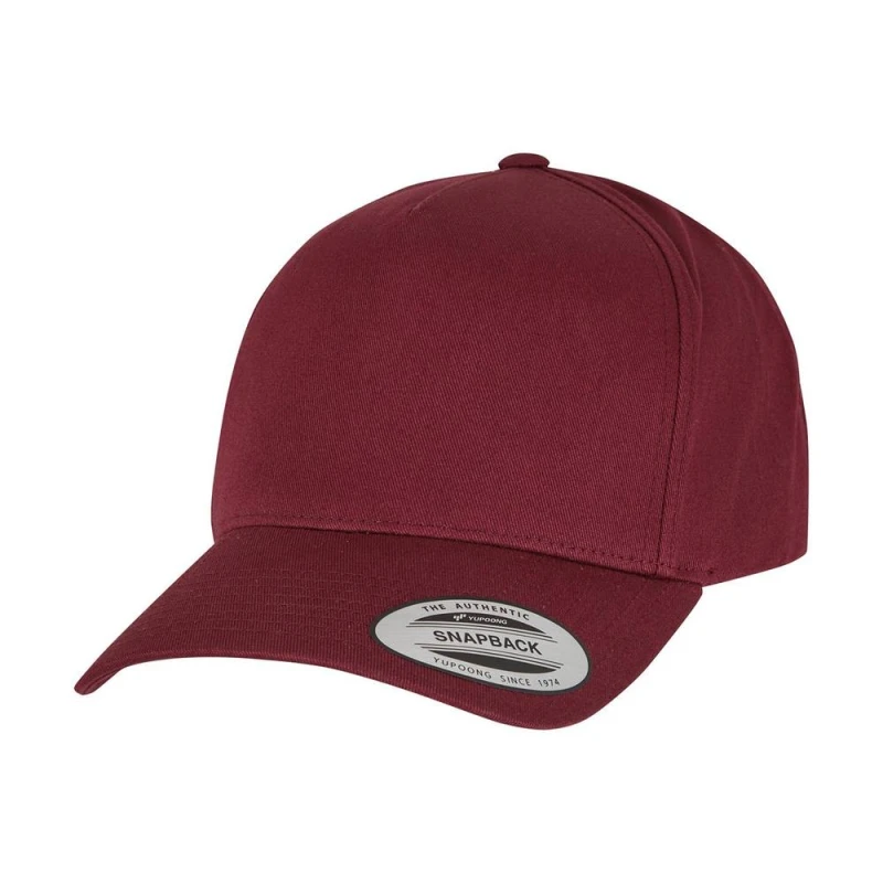 Image of Flexfit by Yupoong Mens 5 Panel Classic Snapback Cap One Size in Maroon Maroon Male One Size