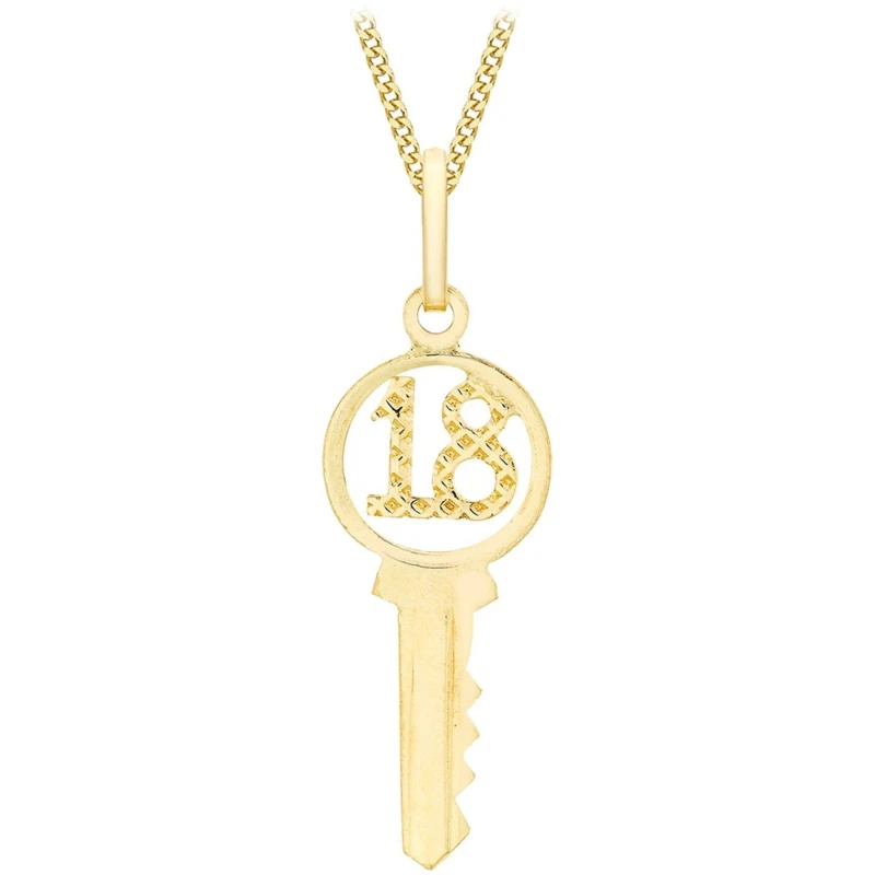 Image of Be You 9ct Gold 18 Key Necklace Gold female 18inch