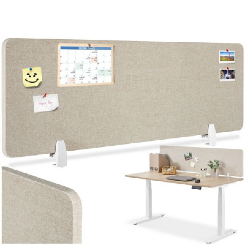 Image of Tectake Desk Partition Noisy - Sound-Absorbing 130 X 40 Cm - Beige