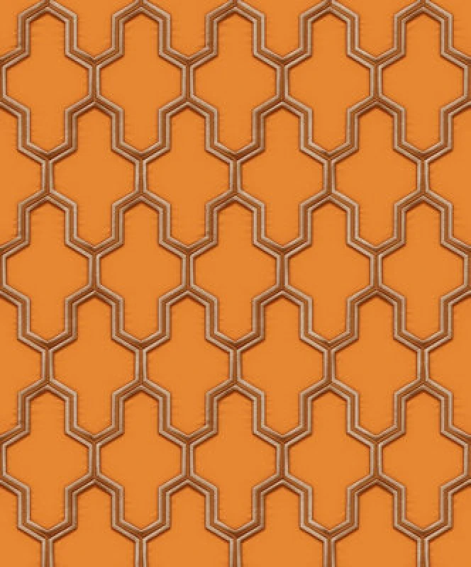 Image of Design ID Did Geometric Silk Orange & Gold Wallpaper
