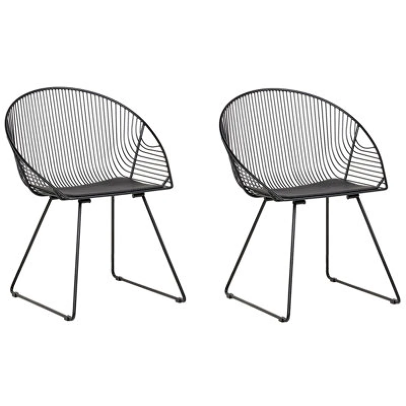 Image of Beliani Set Of 2 Dining Chairs Aurora Metal Black