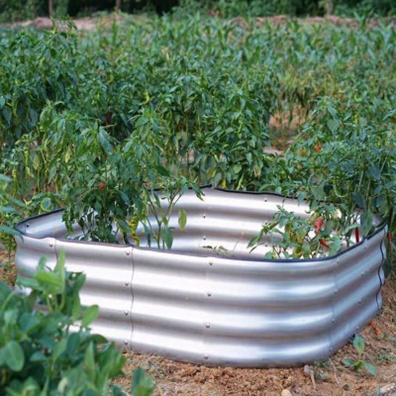 Image of Gr8 Garden Garden Outdoor Raised Bed Planter Square Galvanised Steel Trough 120X120X30Cm