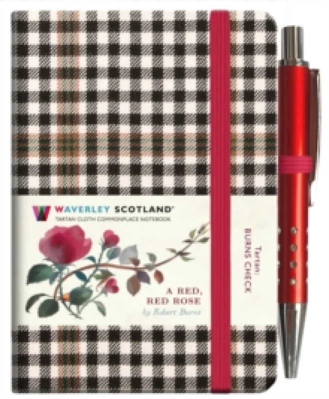 Image of A Red, Red Rose Tartan Notebook (mini with pen) (Burns check tartan) Hardback
