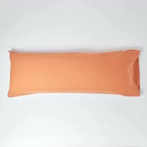 Image of Burnt Orange Linen Body Pillowcase - Orange - Homescapes