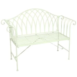 Image of Charles Bentley Wrought Iron 2-Seater Garden Bench - Pastel Green
