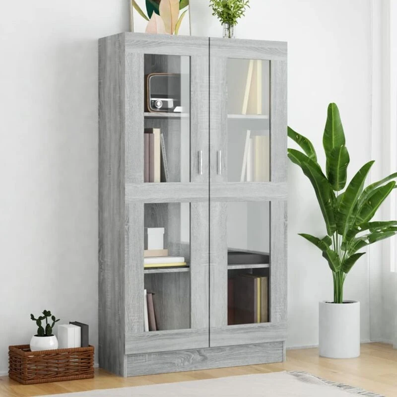 Image of VIDAXL Vitrine Cabinet Grey Sonoma 82.5x30.5x150cm Engineered Wood Vidaxl 8720286931837
