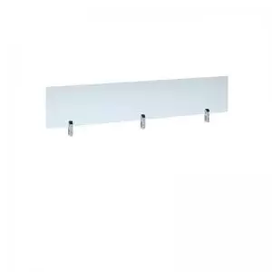 Image of Desktop clear acrylic screen topper with white brackets 1600mm wide