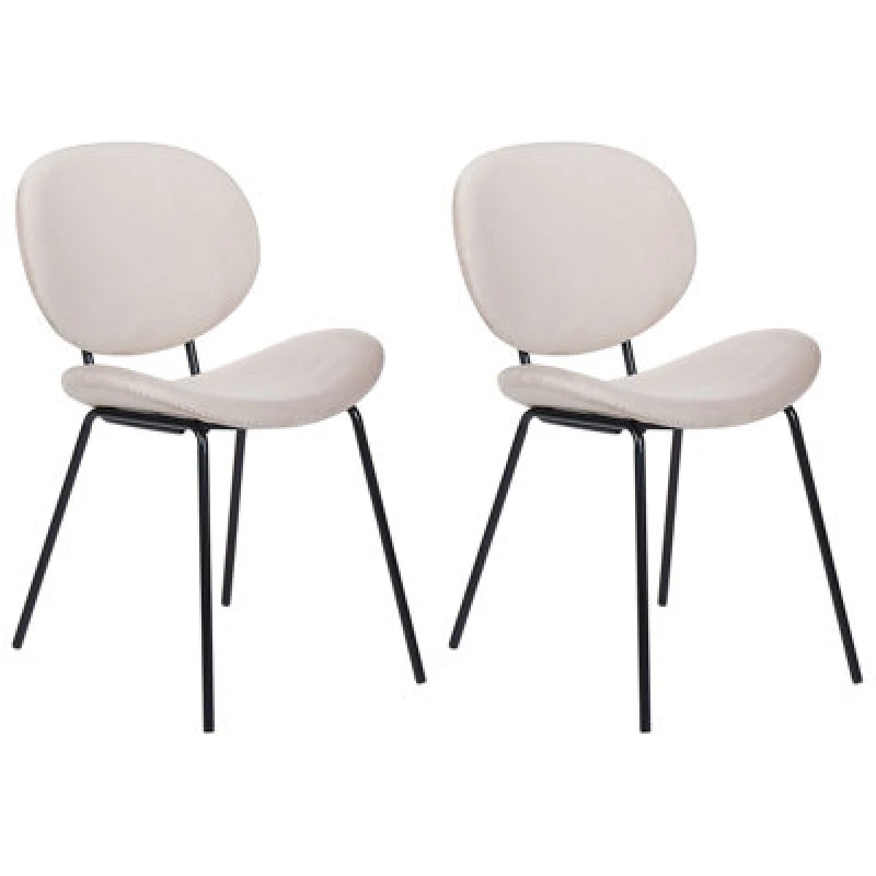 Image of Beliani Set Of 2 Dining Chairs Luana Velvet Light Beige