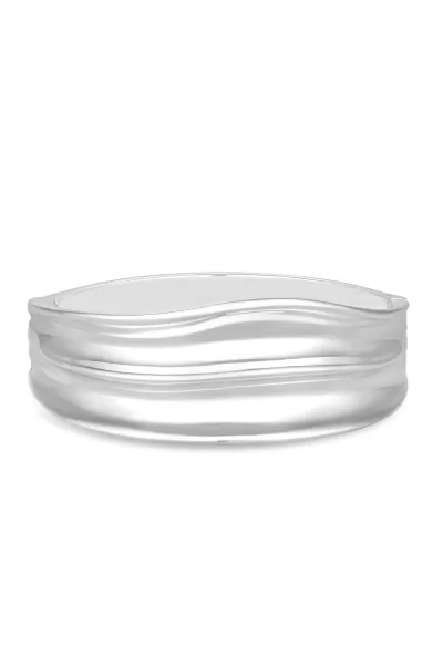 Image of Recycled Sterling Silver Plated Polished Bangle Bracelet - Gift Pouch