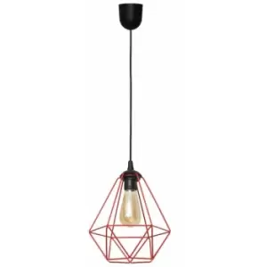 Image of Helam Lighting - Helam Karo Wire Frame Pendant Ceiling Light Black, Red 24cm