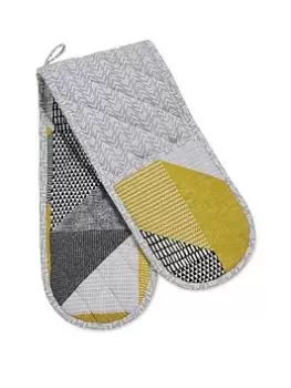 Image of Catherine Lansfield Larsson Geo Double Oven Glove In Ochre