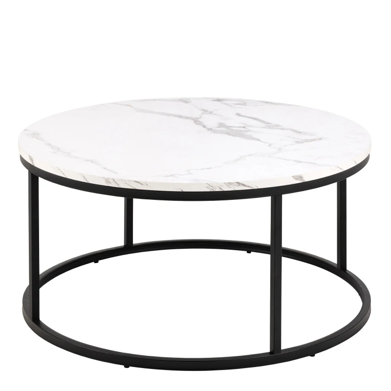 Image of Furniture To Go Spiro Coffee Table with White Marble Melamine Top & Black Legs White Unisex