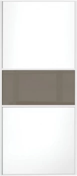 Image of Wickes Sliding Wardrobe Door Fineline White Panel and Cappuccino Glass - 2220 x 914mm