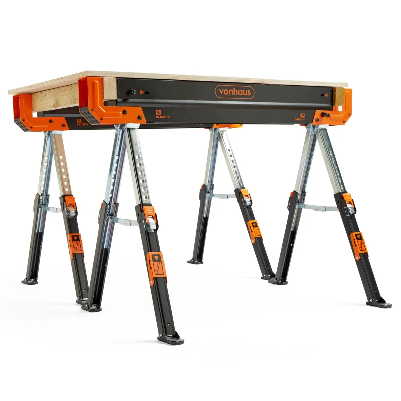 Image of Vonhaus Saw Horse Twin Pack, Folding Saw Horse & Supports Up To 589Kg Per Trestle