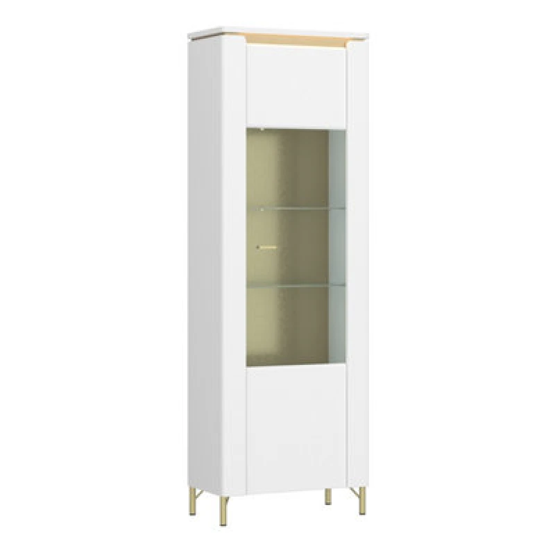 Image of Furniture To Go Lazio Vitrin 1 Door In Alpine White/white Gloss