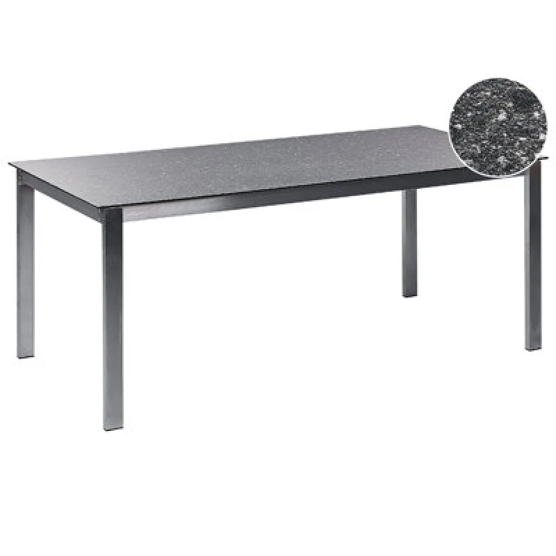 Image of Beliani Garden Dining Table Cosoleto 180 Cm 90 Cm Glass Black