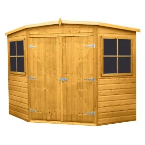 Image of Shire Shiplap 8ft x 8ft Wooden Corner Garden Shed with Double Doors