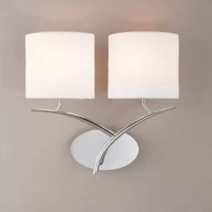Image of Eve wall light with switch 2 E27 bulbs, polished chrome with oval white lampshades
