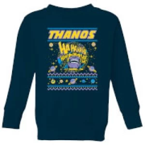 Image of Thanos Christmas Knit Kids Christmas Sweatshirt - Navy - 9-10 Years