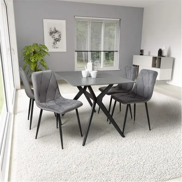 Image of Shankar Timor 1.2m Grey & 4 Vernon Grey Dining Set - Grey 8012075