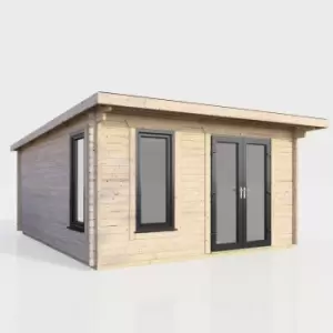 Image of Power 14x14 Pent Log Cabin - Right Hand Door
