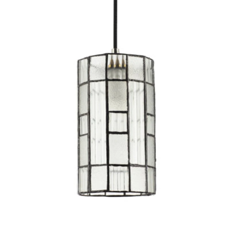 Image of Happy Homewares Cylindrical Traditional Tiffany Easy Fit Shade With Frosted And Ribbed Panels