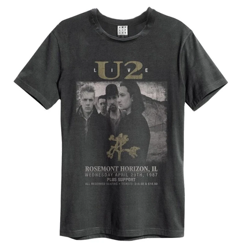 Image of Amplified Amplified Men Live U2 T-Shirt in Charcoal Size: Small Charcoal S Male 5063470408115
