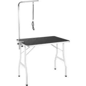 Image of Dog Grooming Table with Arm - grooming table, dog grooming harness, dog table - black/white