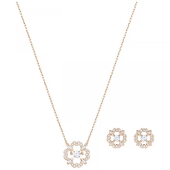 Image of Ladies Swarovski Rose Gold Plated Sparkling Dance Flower Earring & Necklace Set