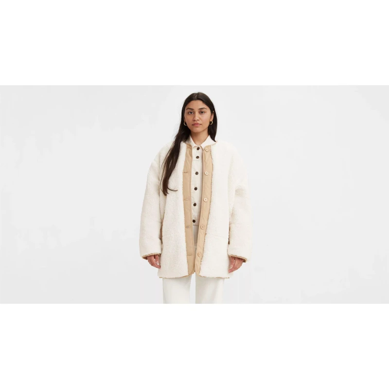Image of Levis Marlowe Sherpa Reversible Jacket - Beige Beige 14