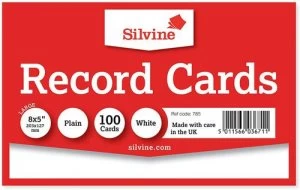 Image of Value Record Cards 203x127mm Plain White Pack 100