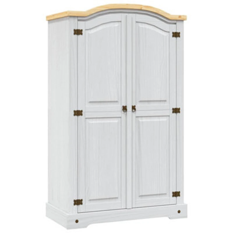 Image of Vidaxl Wardrobe Mexican Pine Corona Range 2 Doors White