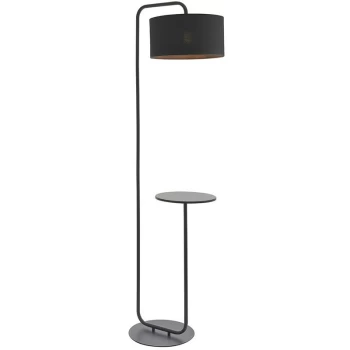 Image of Merano Carrara Floor Lamp Satin Black Paint & Black Fabric