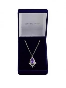 Image of Jon Richard Rhodium Plated Tanzanite Peardrop Necklace
